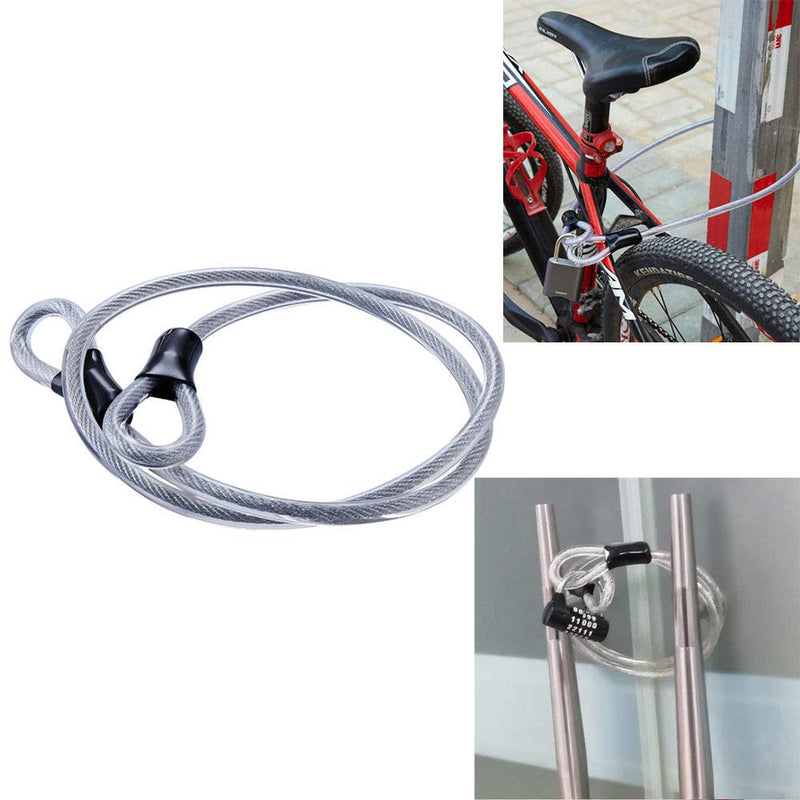  [AUSTRALIA] - Stainless Steel Safety Cable,Double Loop Braided Steel Cable Flexible Lock Cable Lock 3/8 inch U-Lock,Padlock,Transparent Wire Rope with Ring, Electric Door, Bicycle,Glass Door Lock, Door Handle， Silver