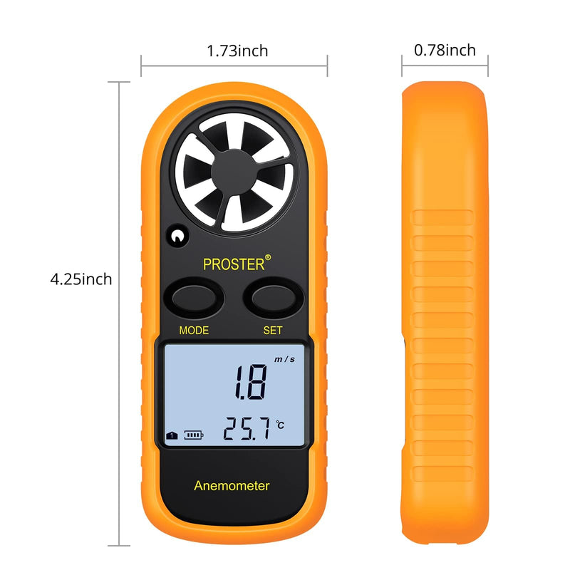  [AUSTRALIA] - Proster Wind Meter Digital LCD Wind Speed Meter Gauge Air Flow Speed Measurement Thermometer with Backlight for Windsurfing Kite Flying Sailing Surfing Fishing etc. Yellow
