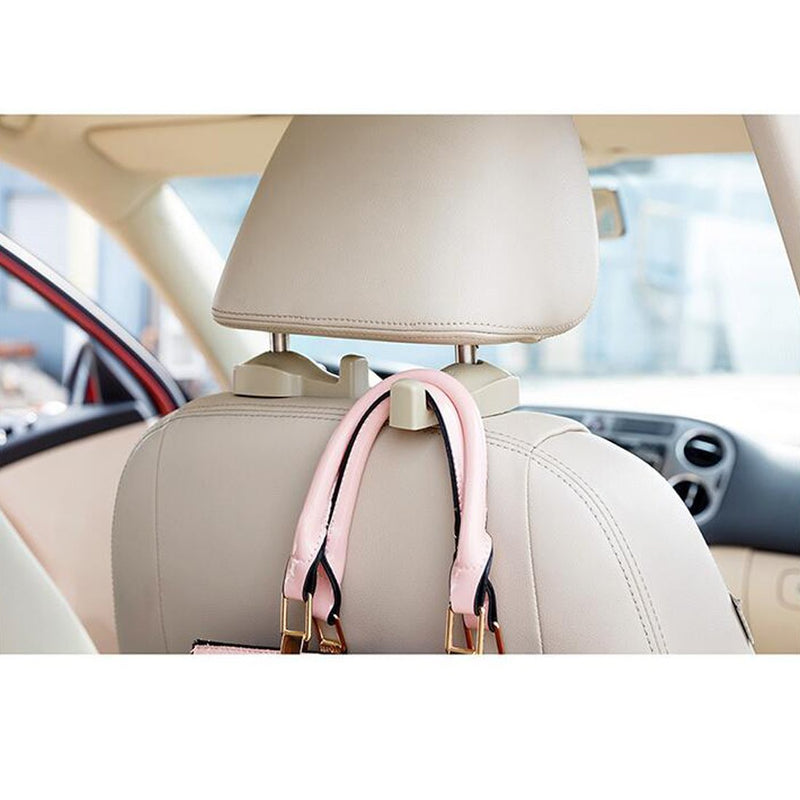  [AUSTRALIA] - Spotest Car Hooks headrest Hangers, Unique Bargains Pair Gray Plastic Car Seat Headest Hanger Bags Oranizer Hook Holder Hang Purse or Grocery Bags (Beige) Beige