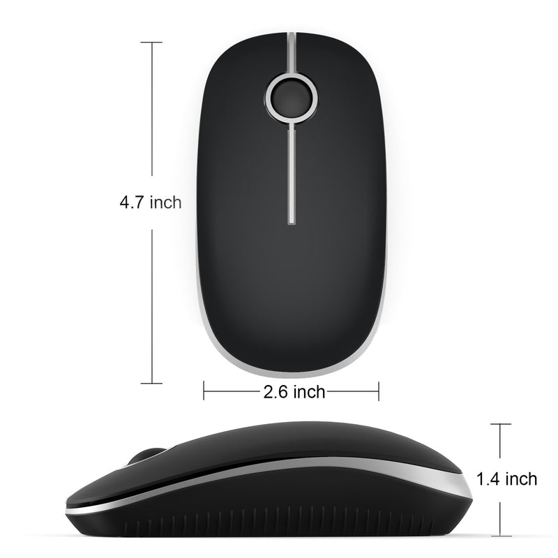  [AUSTRALIA] - Wireless Mouse, Vssoplor 2.4G Slim Portable Computer Mice with Nano Receiver for Notebook, PC, Laptop, Computer (Black and Silver) Black and Silver