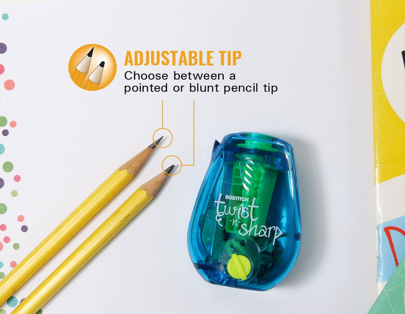  [AUSTRALIA] - Bostich Office Twist-N-Sharp Manual Pencil Sharpener, Colored-Pencil Compatible, Single Hole, 3-Pack