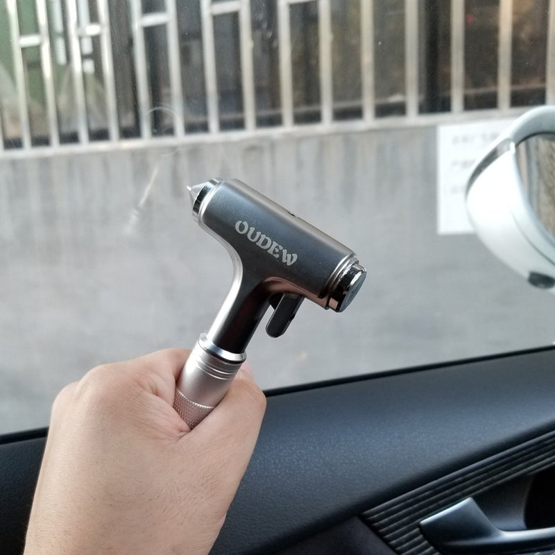  [AUSTRALIA] - OUDEW Glass Breaker, Window Hammer, Metal Car Safety Hammer,with Hard Alloy Head Window Breaker Seat Belt Cutter Aluminium Alloy Emergecy Escape Tool(Silver 1PCS) Silver-1 pc