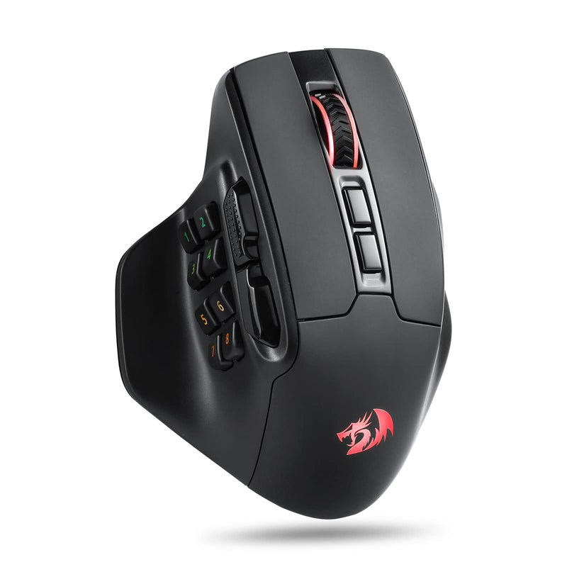  [AUSTRALIA] - Redragon M811 PRO Wireless MMO Gaming Mouse, 15 Programmable Buttons RGB Gamer Mouse w/Ergonomic Natural Grip Build, 10 Side Macro Keys, Software Supports DIY Keybinds & Backlit M811 Wireless Black