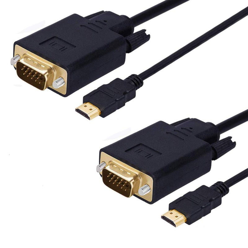  [AUSTRALIA] - HDMI to VGA, 2 Pack HDMI to VGA Cable (Male to Male) Compatible for Computer, Desktop, Laptop, PC, Monitor, Projector, HDTV, Chromebook, Raspberry Pi, Roku, Xbox and More 6 Feet