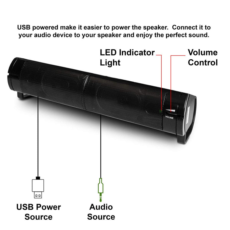  [AUSTRALIA] - PC USB Powered Monitor Speaker Sound Bar 3.5mm Audio Wired Soundbar Speaker Converts to Vertical Desktop Speaker CL-SPK20037