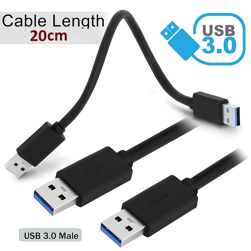  [AUSTRALIA] - SaiTech IT 4 Pack 20cm Super Speed USB 3.0 Type A Cable – Male to Male USB Cord Short Cable for Hard Drive Enclosures, Laptop Cooling Pad, DVD Players- Black