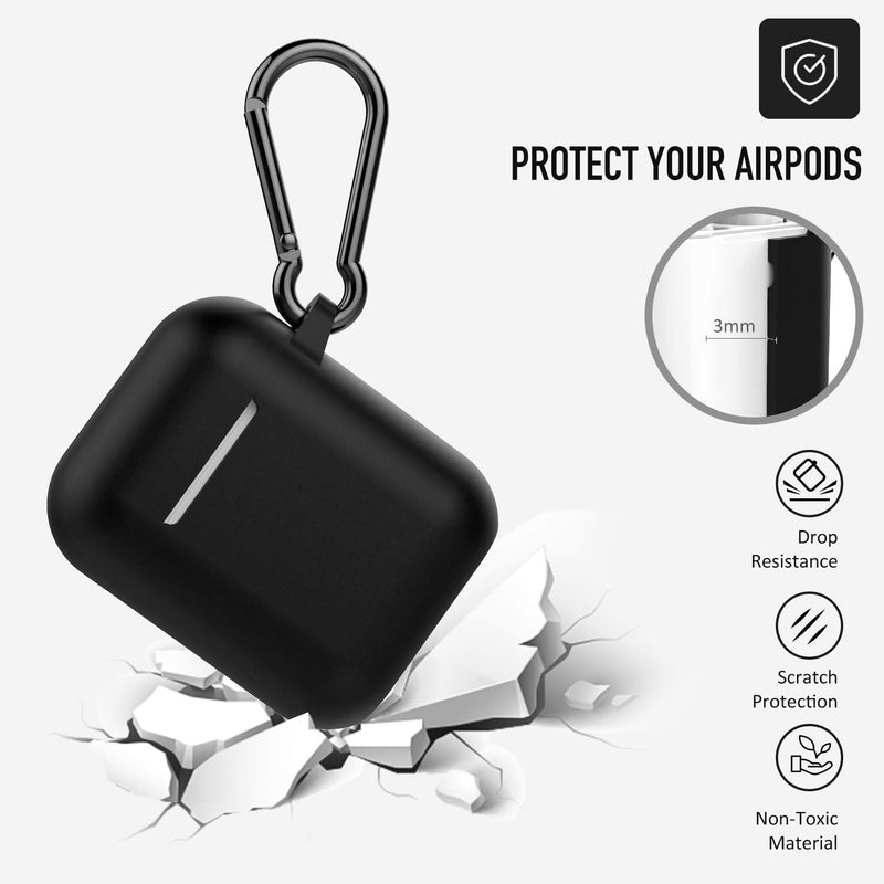 Coffea Protective Silicone Case with Keychain for Apple AirPods 2 (Black) B-Black - LeoForward Australia