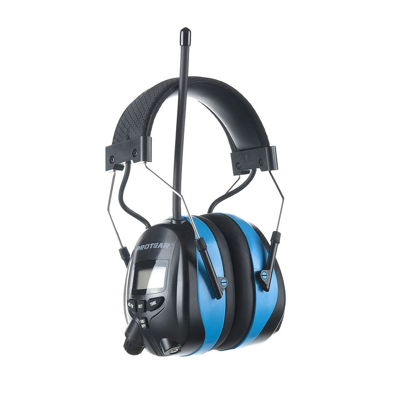  [AUSTRALIA] - PROTEAR Digital AM FM Radio Headphones, 25dB NRR Ear Protection Safety Ear Muffs Light Blue