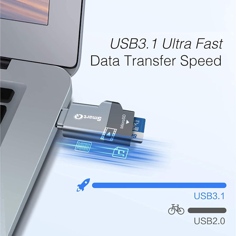 C356 Type-C MicroSD Card Reader with USB 3.0 Super Speed Technology, Supports MicroSDXC, MicroSDHC, and MicroSD for Window, Mac OS X and Andriod (Midnight Grey) Midnight Grey - LeoForward Australia