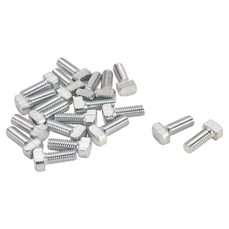  [AUSTRALIA] - MroMax M6-1x16mm T Slot Bolts Carbon Steel Drop-in Stud Sliding Screw Bolt Metric Hammer Head Bolt for 30 Series Aluminum Extrusions Silver 20Pcs