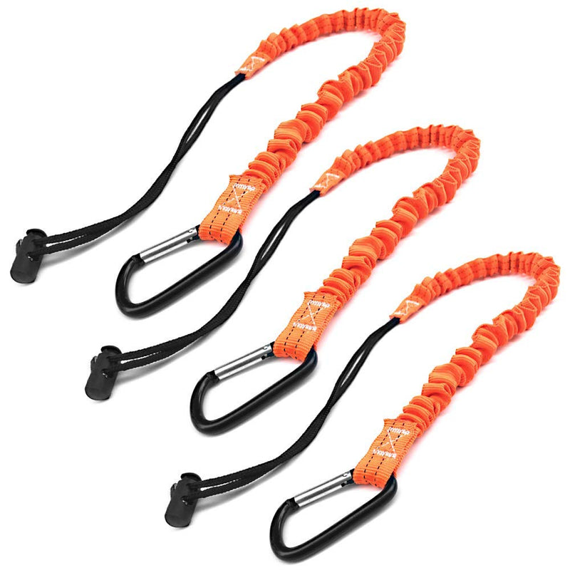  [AUSTRALIA] - BlueStraw Tool Lanyard, Quick Release Shock Absorbing Safety Lanyard Retractable Bungee Cord with Carabiner Clip and Adjustable Loop End, 15 Ib Working Limit Fall Protection Equipment