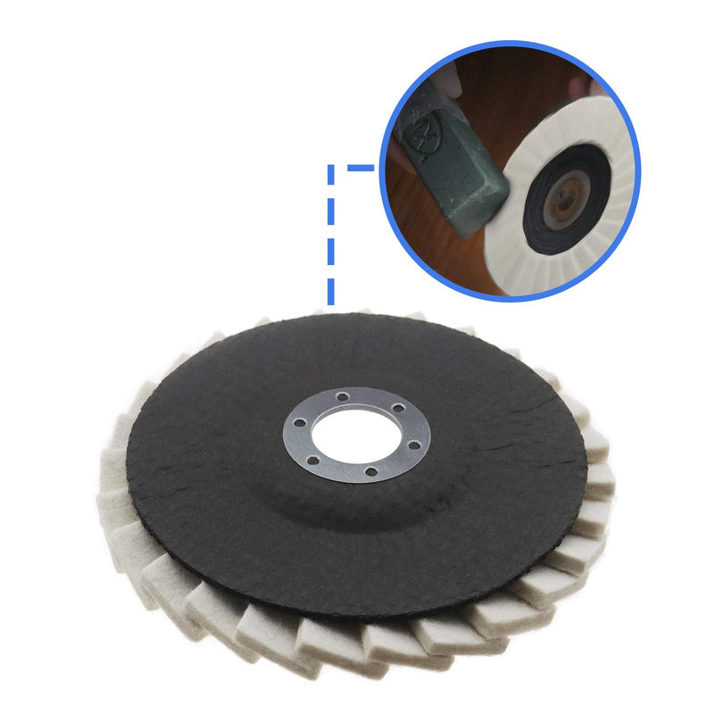  [AUSTRALIA] - Be In Your Mind 5 Pcs Wool Felt Polishing Discs 125mm Serrated Washer Felt Disc for Stainless Steel Glass Metals Aluminum Angle Grinder Polishing Disc