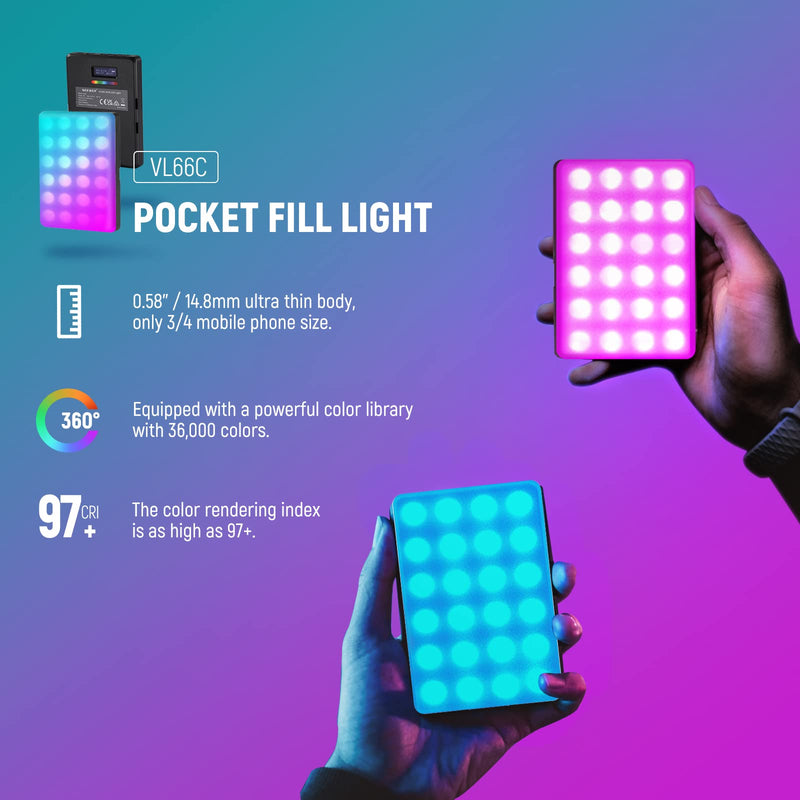  [AUSTRALIA] - NEEWER RGB LED Light for Phone with Phone Holder & Light Clip, Dimmable CRI 97+ 3 Modes Phone Light, Built in 2000mAh Battery for Tablet/Laptop/Video Conference/TikTok/Selfie/Vlog/Live Stream, VL66C