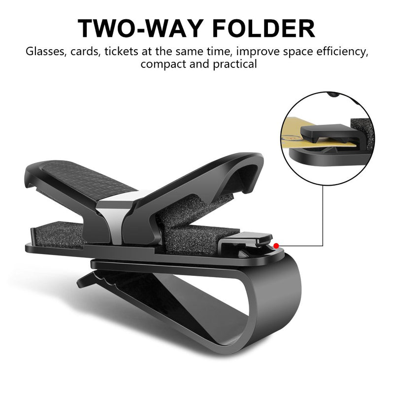  [AUSTRALIA] - Komake Glasses Holder for Car Sun Visor, 2 Pack Sunglasses Holder Clip Hanger Eyeglasses Mount for Car, Double-Ends Clip and 180° Rotational Car Glasses Holder with Ticket Card Clip