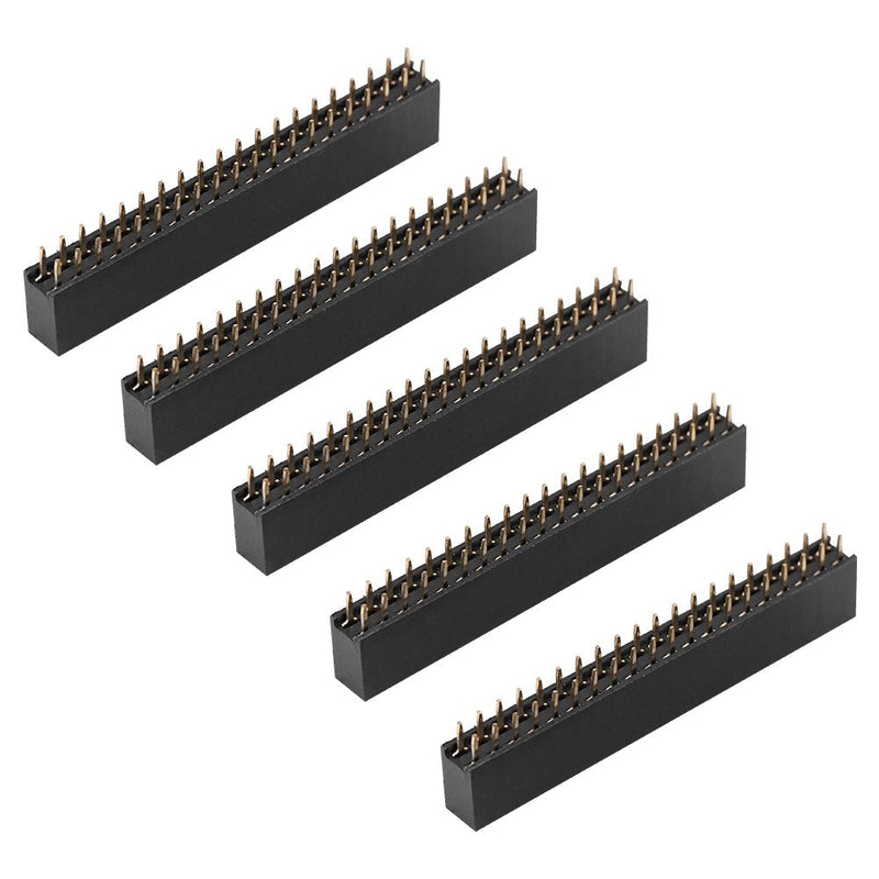  [AUSTRALIA] - 5Pcs Female Pin Headers, 2x20 Pins 2.54m Dual Row Short Pin Headers Connector, PCB Board Pin Header Strip for Raspberry Pi