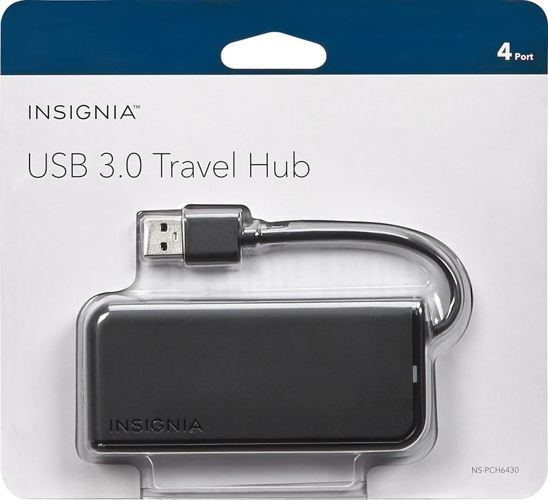 Insignia - 4-Port USB 3.0 Hub - Black - LeoForward Australia