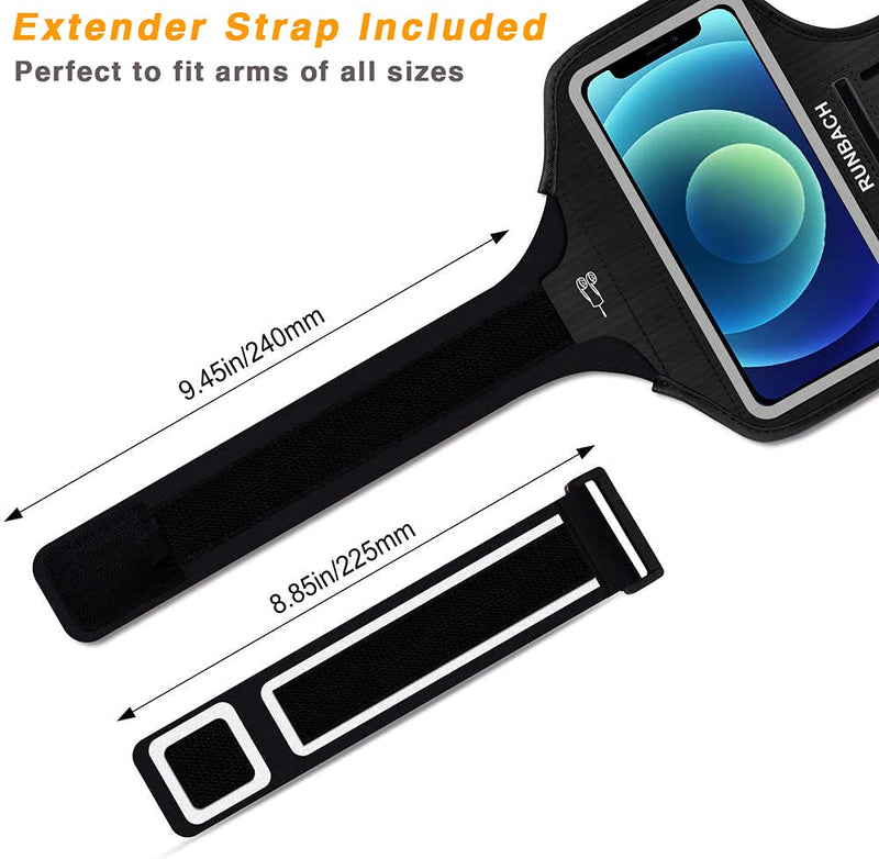  [AUSTRALIA] - RUNBACH Armband for iPhone 13 Mini/12 Mini/11 Pro/iPhone X/XS,Sweatproof Running Exercise Gym Bag with Card Slot(Black) Black