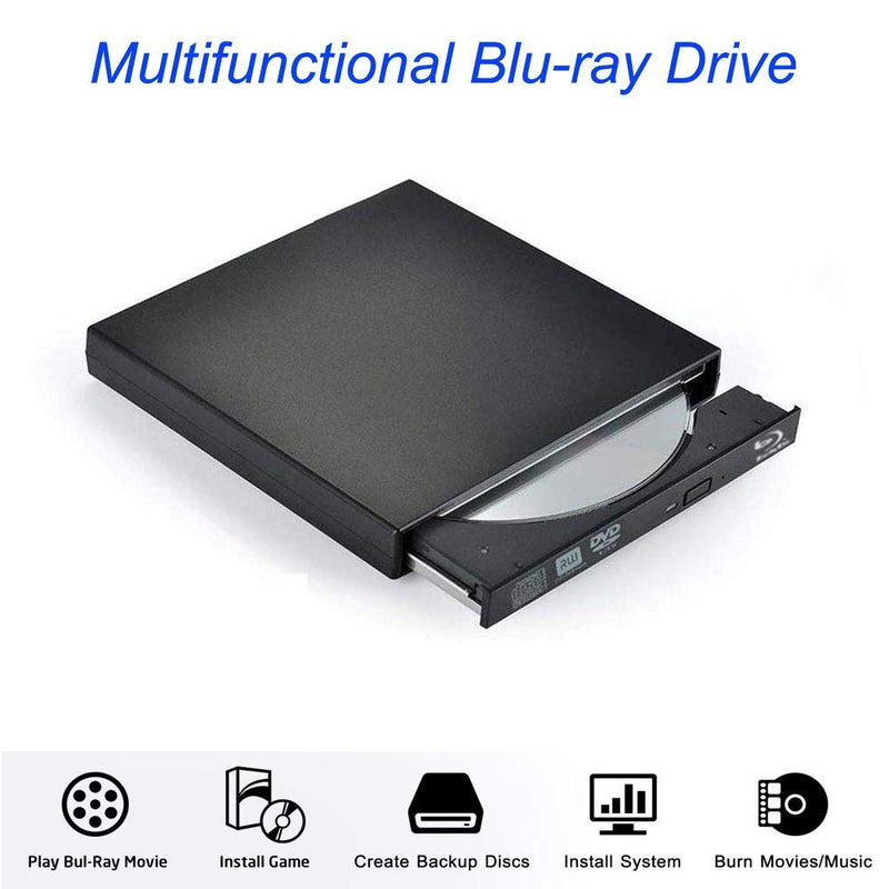  [AUSTRALIA] - Xglysmyc USB2.0 External Blu Ray CD DVD Drive Burner,Slim Portable CD DVD RW BD-ROM Player Writer for Laptop Desktop Notebook Support Mac OS Windows XP/7/8/10 (Black)