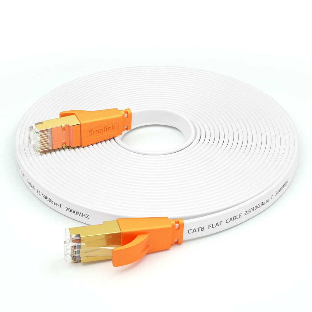  [AUSTRALIA] - Smolink Flat Ethernet Cable (25 Feet), High Speed Network Internet Cable, 2000 MHz, 40Gbps - RJ45 Computer Patch Cord - Supports Cat6 / Cat5e / Cat5 Standards Ethernet Cable 25 ft