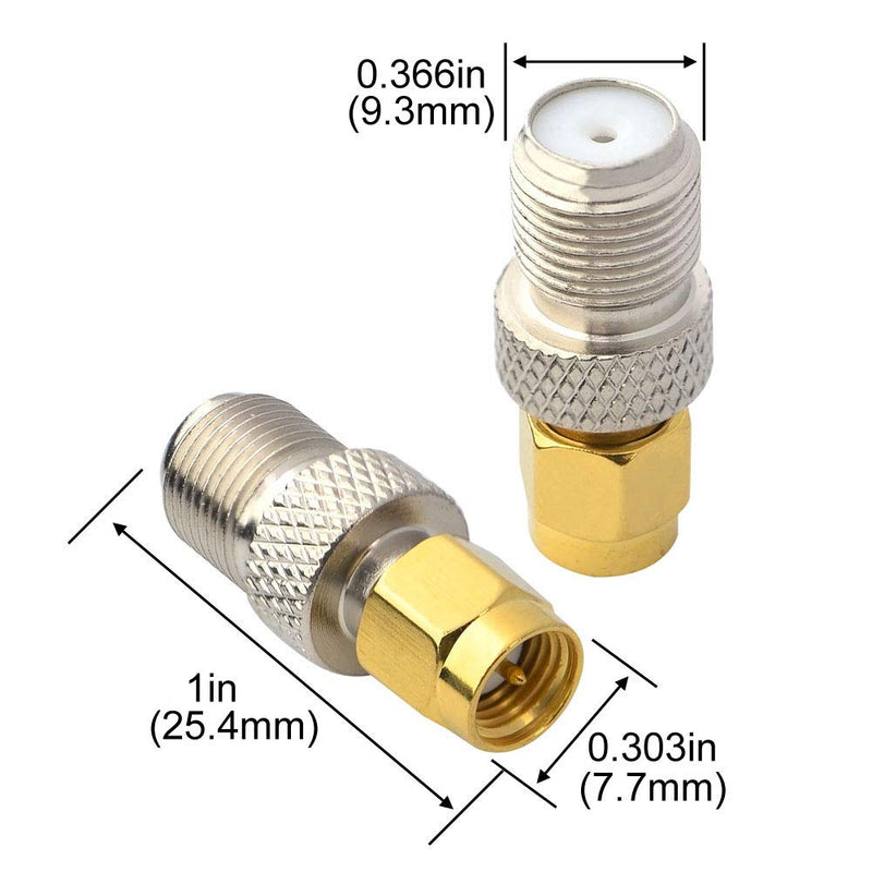  [AUSTRALIA] - BOOBRIE SMA Coaxial Cable Connector SMA to F Coax Adapter SMA Connector SMA Male to F Female Adapter for LAN / LMR Wireless Antenna Devices / RF Coaxial Cable / WiFi Radios External Antenna Pack of 2