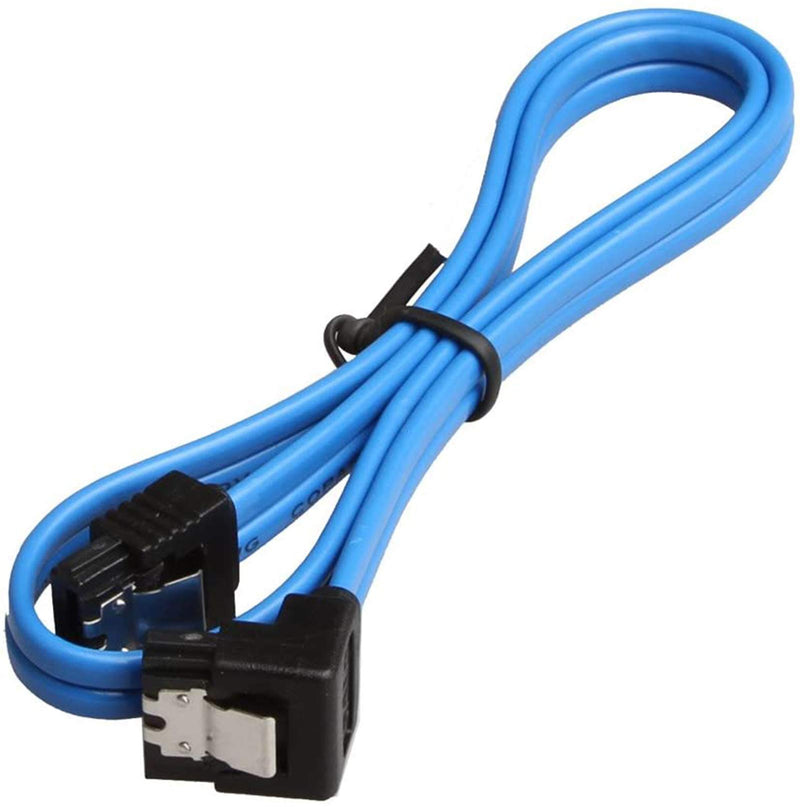 Relper-Lineso 6 Pack 90 Degree Right-Angle SATA III Cable 6.0 Gbps with Locking Latch 18Inch (6X Sata Cable Blue) - LeoForward Australia