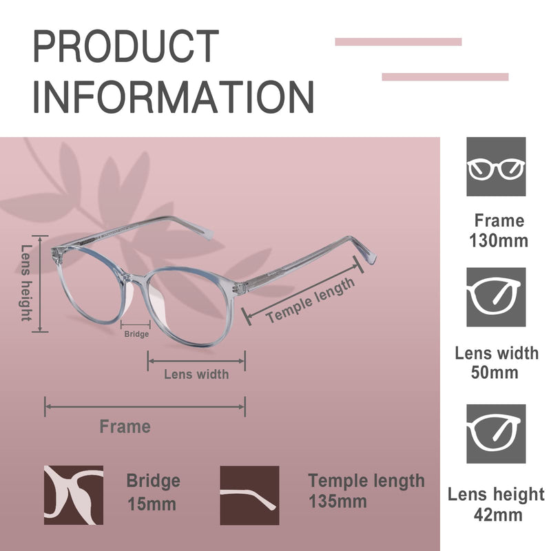  [AUSTRALIA] - FONHCOO Blue Light Blocking Glasses Women Men TR90 Round Computer Eyeglasses (Blue)