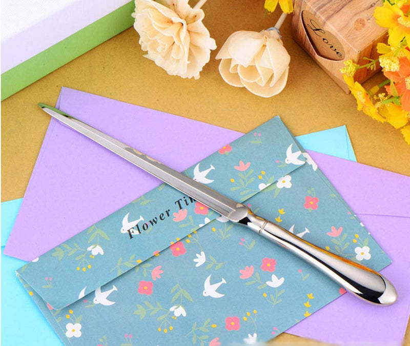  [AUSTRALIA] - 2pcs Letter Opener Metal Envelope Slitter Envelope Opener Letter Opening Knife, Paper Cut Paper Knife Silver 9 inches