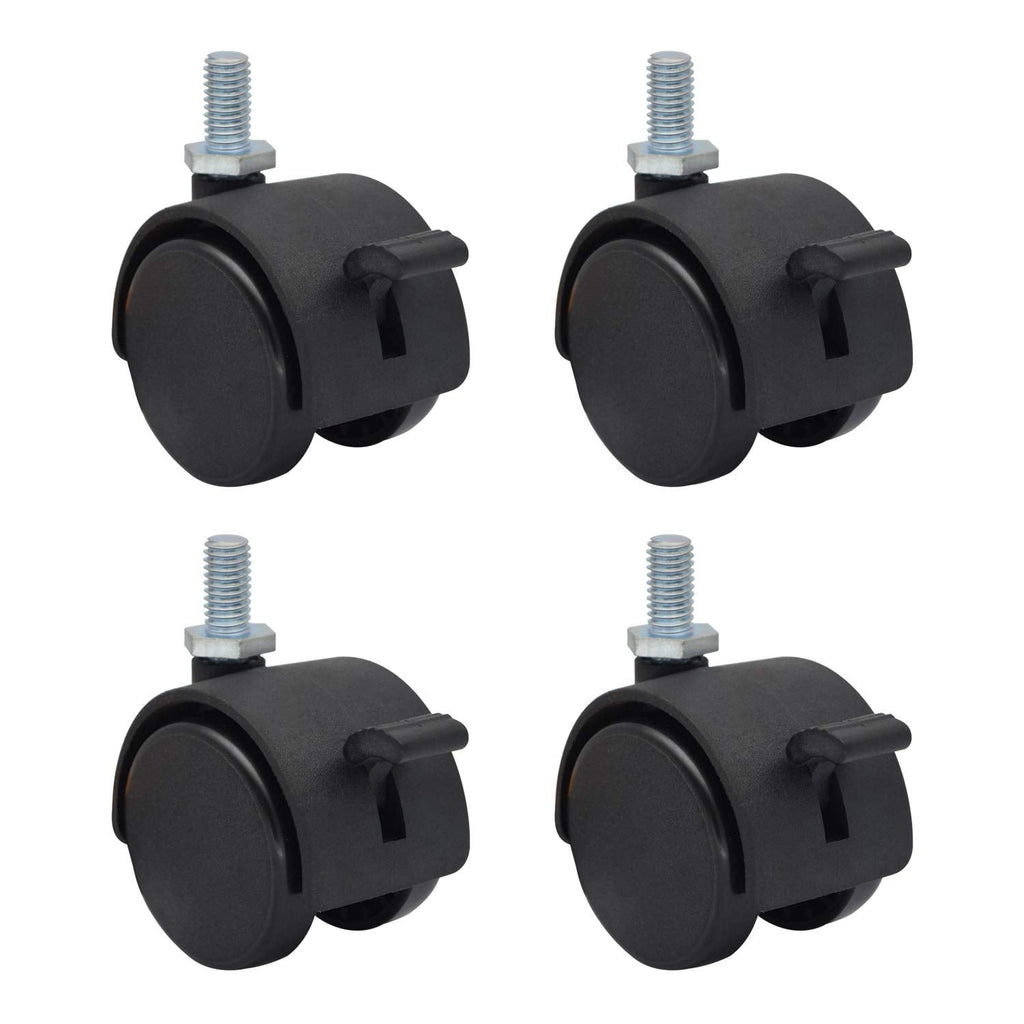  [AUSTRALIA] - MySit 4 Pack 1.5 Inch Nylon Plastic Replacement Caster for Furniture Wheels, Office Chair Swivel Caster Metric Threaded Stem M8 x 15mm(Around 5/16"x 3/5") with Locking Brake