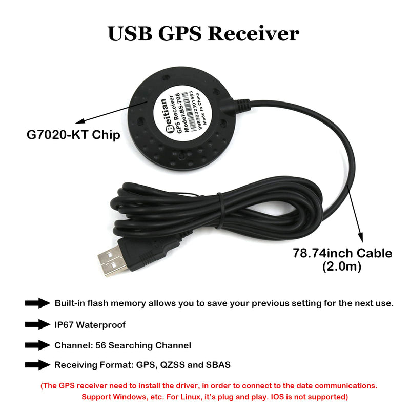  [AUSTRALIA] - Geekstory BS-708 G-Mouse USB GPS Dongle Navigation Module G7020-KT Chip External GPS Antenna with 4M Flash USB GPS Receiver for Raspberry Pi Linux Windows 7 8 10