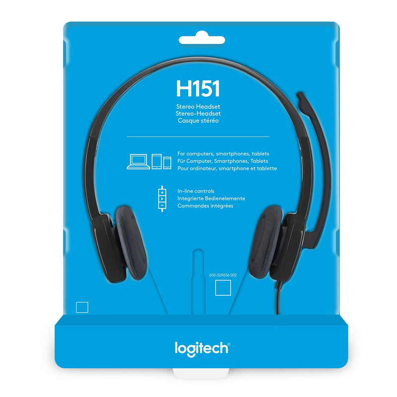  [AUSTRALIA] - Logitech 3.5 mm Analog Stereo Headset H151 with Boom Microphone - Black