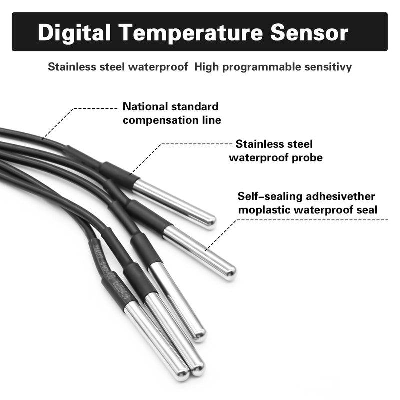  [AUSTRALIA] - APKLVSR 5PCS Cable DS18B20 Temperature Sensor Temperature Sensor DS18B20 Waterproof Temperature Sensor Temperature Sensor Stainless Steel Probe 2M 2M