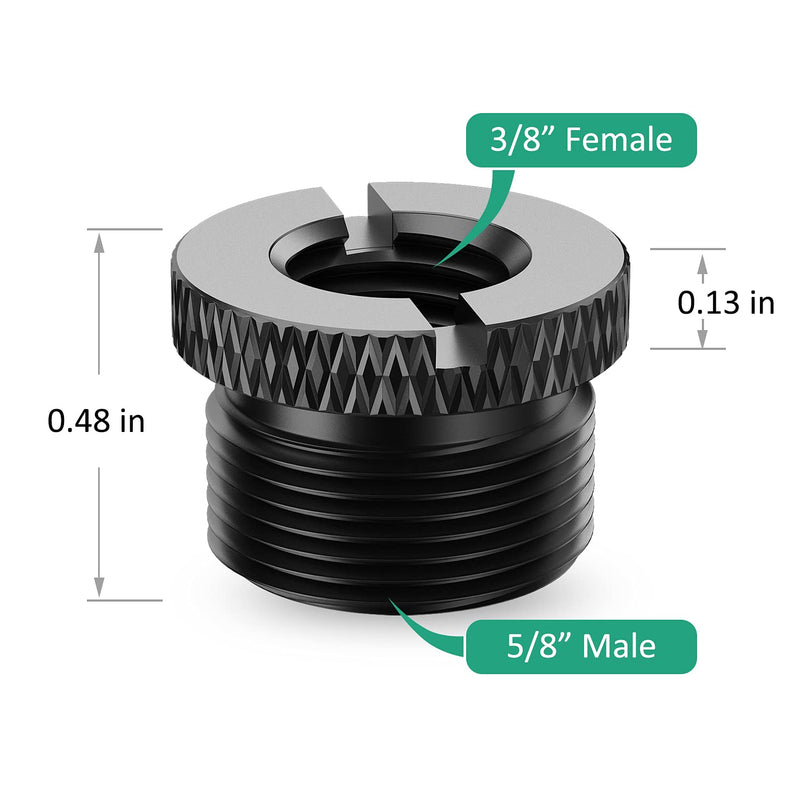  [AUSTRALIA] - Metal Mic Stand Adapter Slotted Screw 3/8 Female to 5/8 Male 2 Piece for Microphone Stand such as Blue Yeti, Yeti Pro, Blue Yeti X, Blue Snowball, Razer Seiren X, Razer Mini by Rigych (Black) 3/8-5/8_Slot