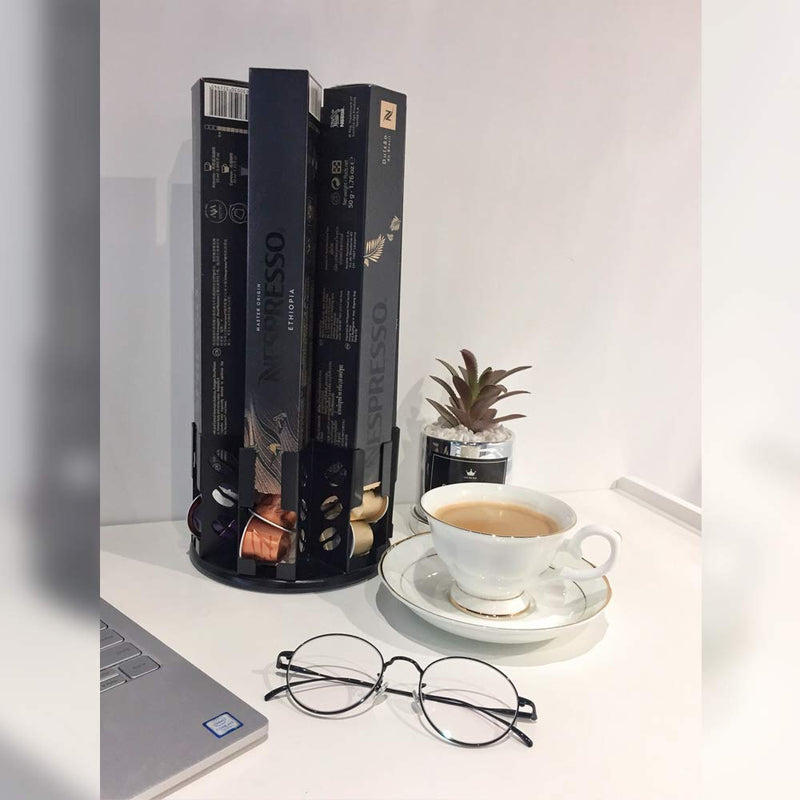  [AUSTRALIA] - RECAPS Coffee Pods Holder Carousel 360 Degree Revolving for Stores 60 Pods Compatible with Nespresso Cast Iron Black Color (Coffee Pods with Sleeve Box are Excluded) 0.78 Kilograms
