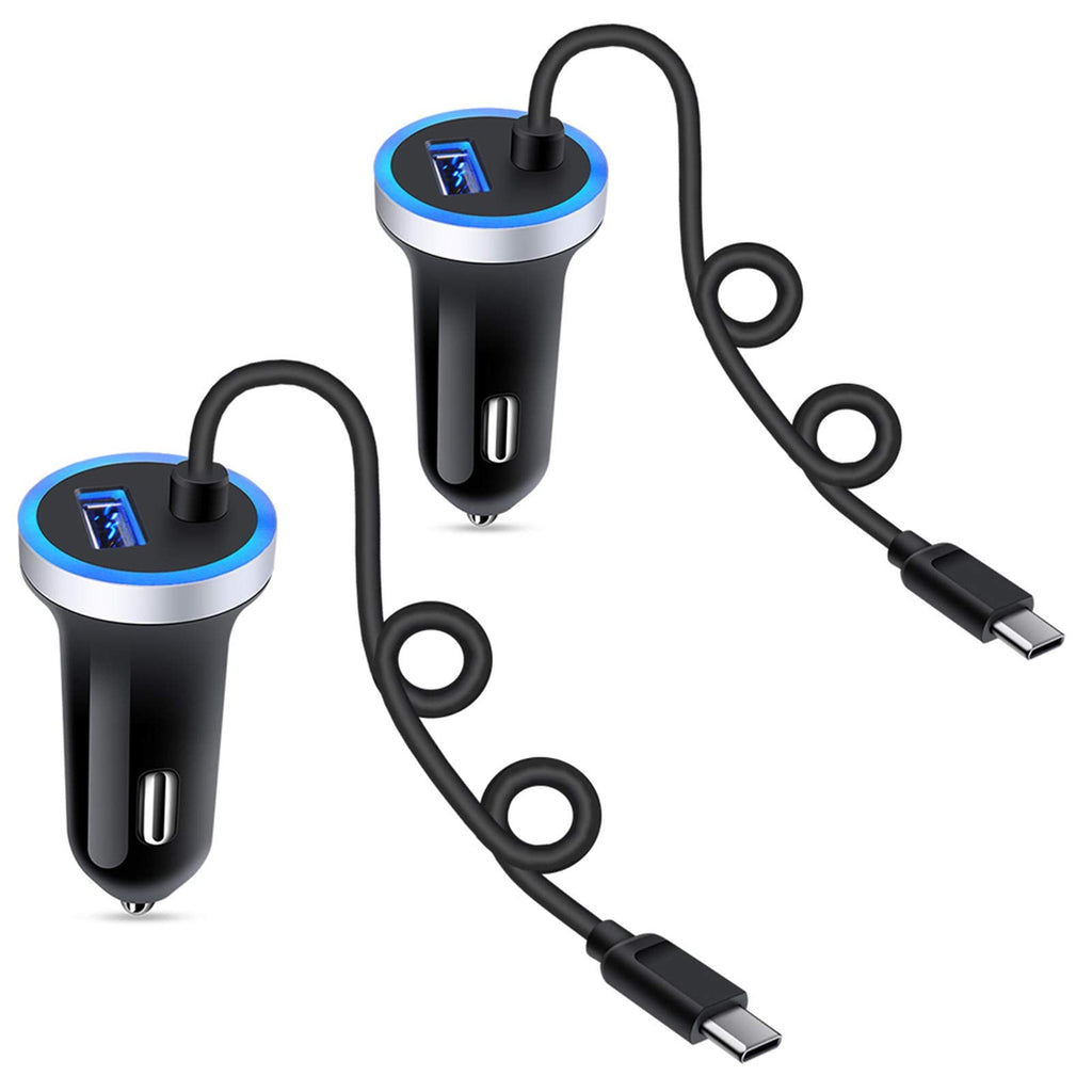  [AUSTRALIA] - Fast Car Charger for Samsung Galaxy S23 S22 S21 S20 FE Note 20 S10 S9 S8 A24 A54 A34 A14 A04S A53 A13 A03S Z Fold4 Z Flip4 A12 A32, 3.4A USB C Car Adapter with Built-in 3ft Type C Fast Charging Cable