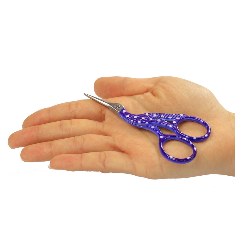  [AUSTRALIA] - BIHRTC Vintage Style Stork Crane Scissors Antique Cutter for Embroidery Cross Stitch Wing Cro Knitting Supplies Handcraft Craft Art Work DIY Tool (Purple White Dot,3.6'')