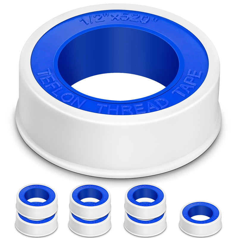  [AUSTRALIA] - 8 Rolls Teflon Tape 1/2Inch(W) 520Inches(L), Plumbers Tape, DUPPCOS Plumbing Tape, Sealant Tape, PTFE Tape, Sealing Tape, Perfect for Shower Head Water Pipe