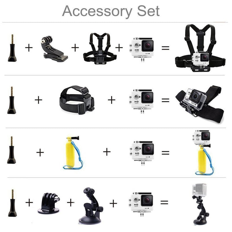  [AUSTRALIA] - TEKCAM Action Camera Chest Mount Head Strap Suction Cup Floating Hand Grip 4K Action Camera Accessory Compatible with AKASO EK7000/Brave 4/V50 Elite/Dragon Touch/Vemont/Gopro Hero 9 8 7 and More