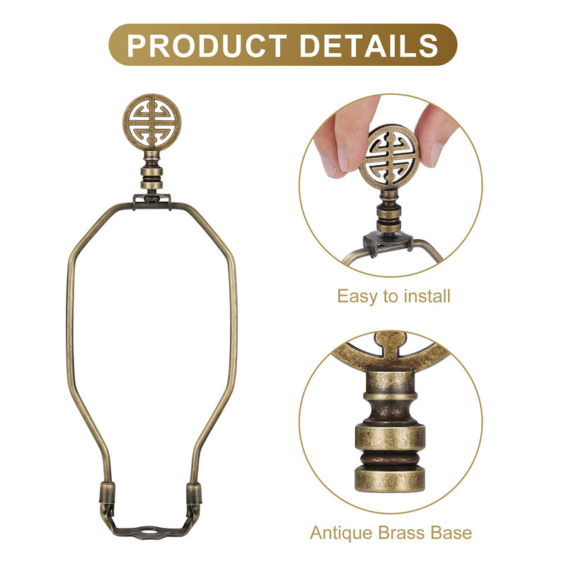  [AUSTRALIA] - Canomo 2 Packs Oriental Asian Lamp Finial Cap Knob Lamp Decoration for Lamp Shade, Antique Brass, 2.16 Inches