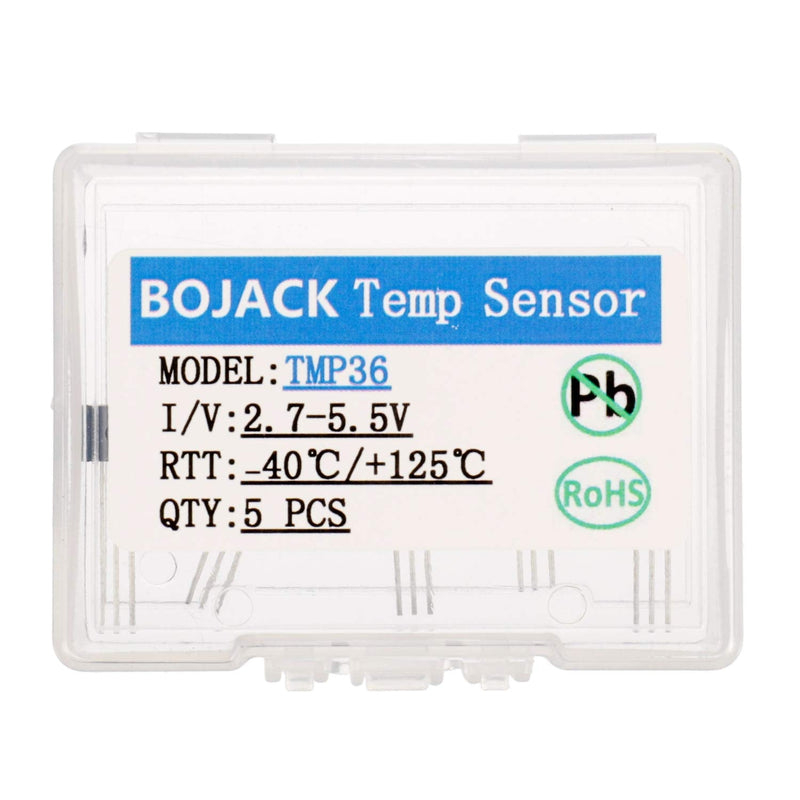  [AUSTRALIA] - BOJACK TMP36 Temperature Sensors 3 Pin TMP36GZ High Precision Celsius Temperature Sensor (Pack of 5 Pcs)