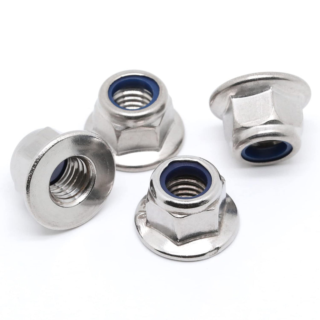  [AUSTRALIA] - M6-1.0 Flange Nylon Insert Lock Nuts Flanged Locknuts, DIN 6926, Stainless Steel 18-8 (304), Bright Finish, 25 PCS M6 (25 PCS)