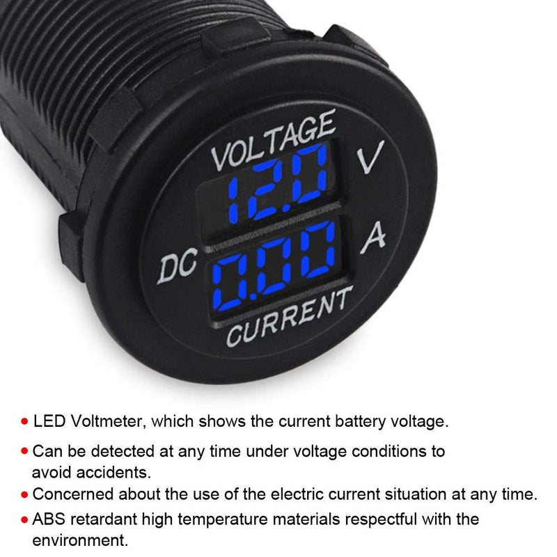  [AUSTRALIA] - Acouto LED Digital Voltmeter Ammeter Round Gauge Voltage Meter Current Meter for Motorcycle Car Boat Truck Marine, 12-24 (V)