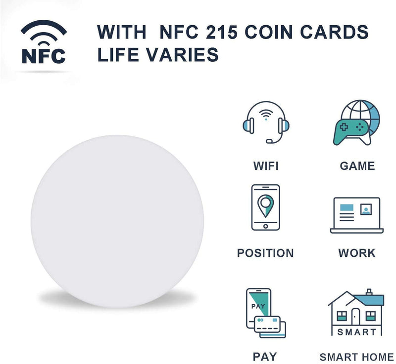 50PCS NFC Tags Ntag215 NFC Label 35mm,1.38 inches Round, NFC PVC Cards 100% Compatible with Amiibo and TagMo by Timeskey NFC - LeoForward Australia
