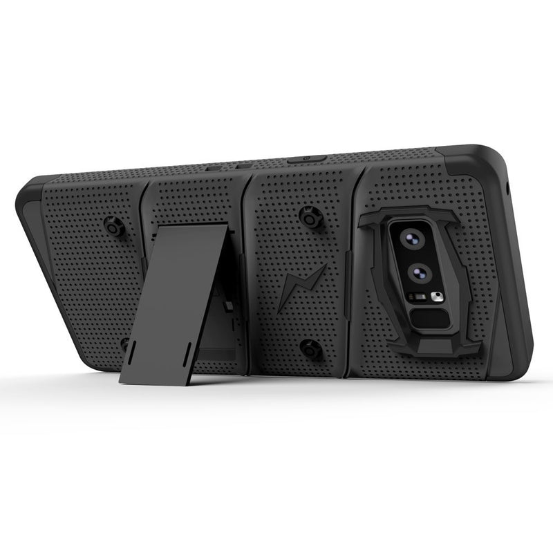  [AUSTRALIA] - ZIZO Bolt Series for Samsung Galaxy Note 8 Case Military Grade Drop Tested with Tempered Glass Screen Protector Holster Black Black/Black