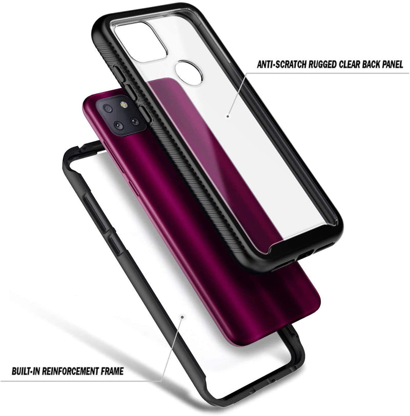  [AUSTRALIA] - NZND Case for T-Mobile REVVL 5G with Built-in Screen Protector, Full-Body Protective Shockproof Rugged Bumper, Impact Resist Durable Phone Case Cover -Black Black