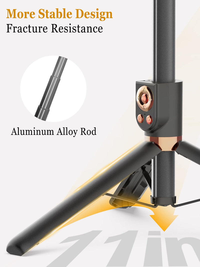  [AUSTRALIA] - 55'' Selfie Stick Tripod with Wireless Remote, Extendable Cell Phone Tripod, Travel Tripod with LED Fill Light, for iPhone 14 13 12 pro Xs Max Xr X 8Plus 7, Android, Samsung Galaxy S22 S21 and More Black