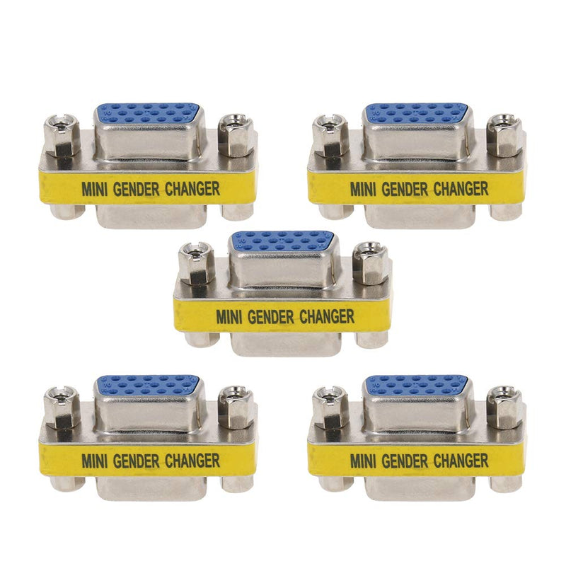  [AUSTRALIA] - Fielect VGA Gender Changer 15 Pin DB15 Female to DB15 Female 3-Row Mini Gender Changer Coupler Adapter Connector for Serial Applications Blue Pack of 5 15pin DB15 female to DB15 female blue