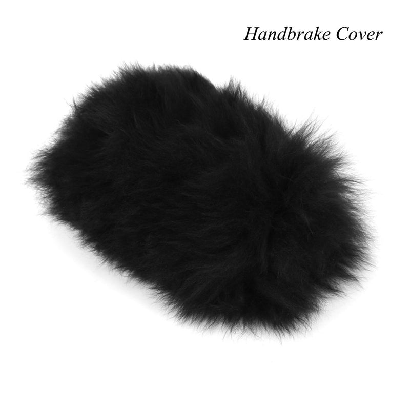  [AUSTRALIA] - Cxtiy Car Steering Wheel Cover with Handbrake Cover & Gear Shift Cover, Fashion Steering Wheel Wrap Faux Wool Fluffy Soft and Warm in Winter Diameter 14.96" X 14.96" 3 Pcs 1 Set Fit Most of Car(Black) black