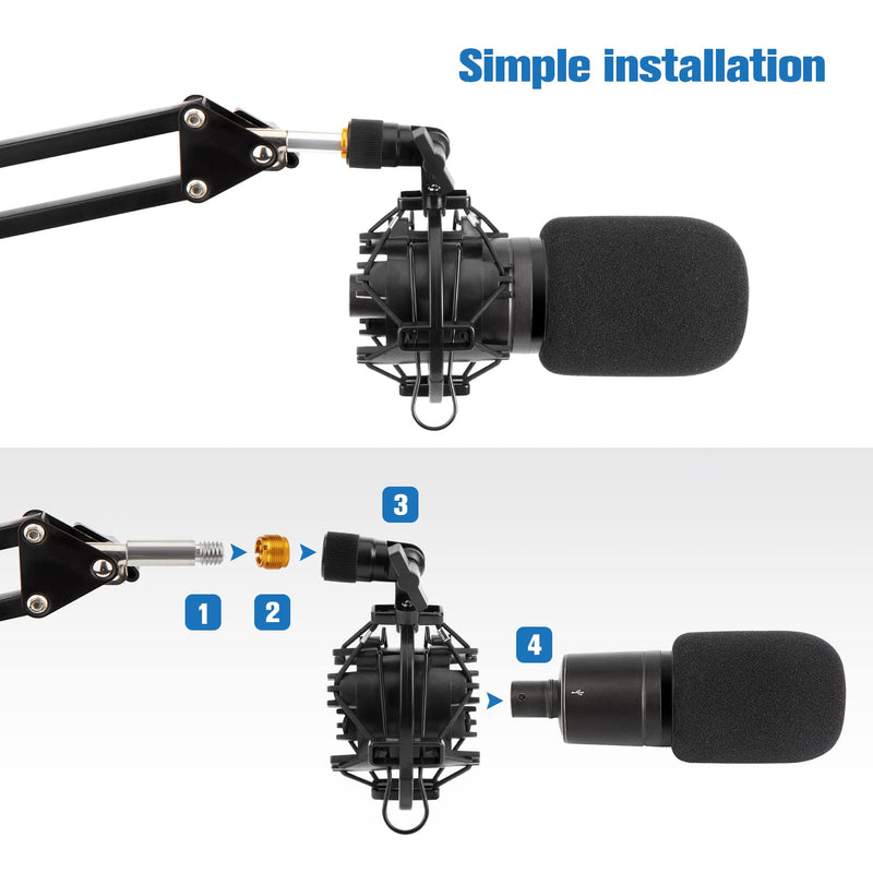  [AUSTRALIA] - Microphone Shock Mount with Pop Filter, Mic Anti-Vibration Suspension Shock Mount Holder Compatible for Audio Technica AT2020 AT2035 ATR2500 Mic by WIBOND