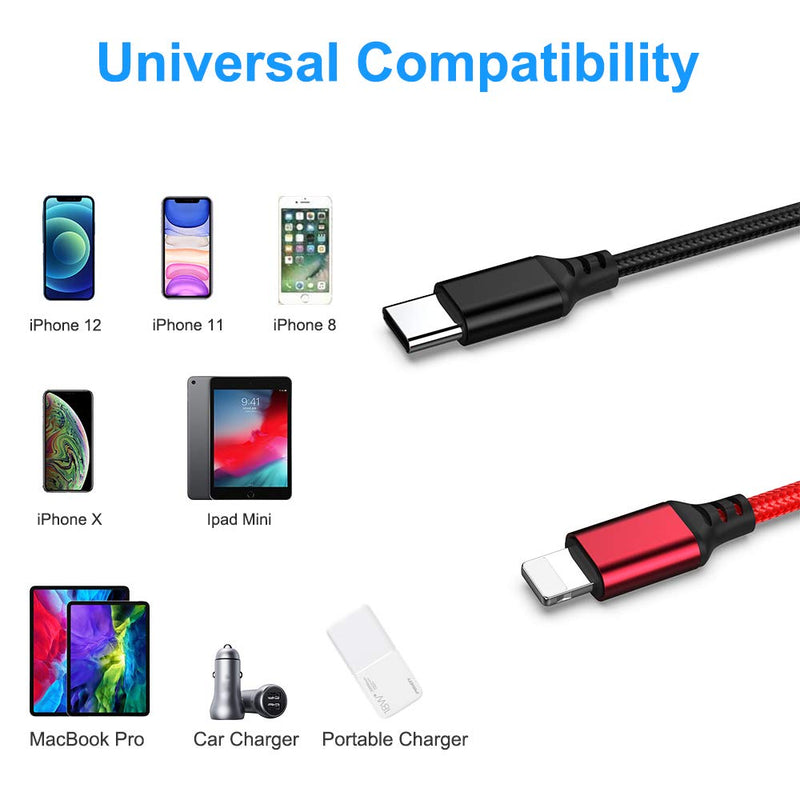 Multi Charger Cable 2 in 1 3Ft Universal Phone Charger Cord Nylon Braided Multiple USB Fast Charging Cable Type C/iPhone Lightning Connector for iPhone/Samsung S8/LG/Pixel/Huawei Android/Tablets. - LeoForward Australia