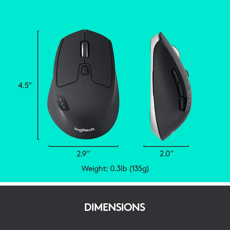  [AUSTRALIA] - Logitech M720 Wireless Triathlon Mouse with Bluetooth for PC with Hyper-Fast Scrolling and USB Unifying Receiver for Computer and Laptop - Black M720 Triathalon Multi-Device Wireless Mouse